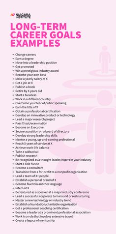 a pink poster with the words long - term career goals examples