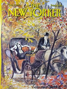 a drawing of a horse drawn carriage on the cover of new yorker magazine, october 1933