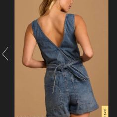 New With Tags. Size Xs. Overall. Romper. Button Front. Denim. Short. Cuff Hem. Tie Back. Tie Front. Tie Waist Chic Denim Shortalls For Spring, Chic Denim Overall Shortalls, Casual Shortalls With Buttons For Spring, Casual Spring Shortalls With Buttons, Spring Buttoned Overall Shortalls, Spring Denim Jumpsuit With Belt Loops, Fitted Denim Jumpsuit, Trendy Summer Shortalls For Workwear, Trendy Summer Workwear Shortalls