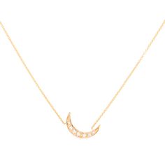 Shining and beautiful, a dream of a necklace. Diamond Moon Necklace, A Necklace, Moon Necklace, A Dream, Gold Diamond, Gold Necklace, Pick Up, In Store, Yellow Gold