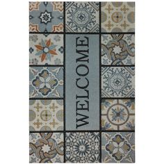 Intricately detailed Moroccan inspired medallions exude global charm in a modern color palette of soft gray, cream, taupe, golden yellow, rust and blue in Mohawk Home patina tiles estate welcome doormat. Environmentally friendly, this doormat from Mohawk Home Doorscapes collection is backed with the dependable durability of 100 percent recycled rubber. Annually Mohawk Home recycles over 30 million pounds of rubber tires, one of the largest and most hazardous types of post-consumer waste; and giv Million Pounds, Rubber Door Mat, Outdoor Entryway, Modern Color Palette, Welcome Door Mats, Recycled Rubber, Outdoor Door Mat, Clean Shoes, Rubber Tires