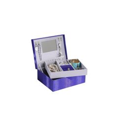 an open jewelry box on a white background