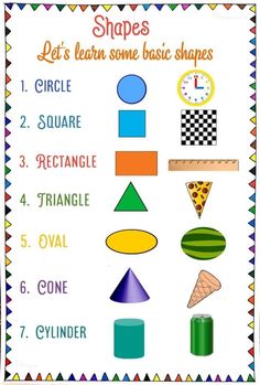 a poster with different shapes and numbers to teach children how to use them in the classroom