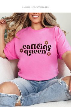 Looking to express your passion for coffee and fashion? Our 'Caffeine Queen Graphic T-Shirt' combines all your favorite coffee moments in one stylish piece. Perfect for java lovers and anyone who enjoys a good cup of coffee humor. This graphic tee is not only cute and girly but a fantastic gift for any coffee enthusiast. Get ready to sip your favorite Starbucks Frappuccino or espresso martini and flaunt your caffeine queen aesthetic. Queen Aesthetic, Starbucks Frappuccino