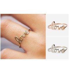 Love ring, 14k solid gold love ring, scrip love ring, rose gold, white gold, yellow gold, promise love ring, dainty love ring, scr-rlov Gold Love Ring, Accessorize Jewellery, Idea Birthday, Rose Gold White, Script Type, Ring Rose Gold, Girls Style, Ring Dainty, Love Ring