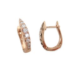 Classic Diamond Huggie Hoop Earrings set with 0.41 carats of diamonds crafted in solid 18k rose gold. DESCRIPTION: *Metal: Solid 18k Rose Gold *Stones: Diamonds *Count: 18 PCS *Diamond Weight: 0.41 carts T.W *Color & Clarity: H, VS/SI *Measurements: 15mm Beautiful Earring Box Included Formal Pave-set Huggie Hoop Earrings, Formal Pave Setting Huggie Hoop Earrings, Formal Diamond Accented Huggie Earrings, Formal Huggie Earrings With Diamond Accents, Elegant Rose Gold Hoop Diamond Earrings, Elegant Diamond White Huggie Earrings With Single Cut Diamonds, Rose Gold Diamond Hoop Earrings With Brilliant Cut, Elegant Huggie Earrings With Single Cut Diamonds For Wedding, Elegant Huggie Jewelry With Pave Setting