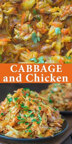 cabbage and chicken casserole with carrots on the side