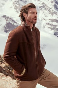 Ryan Shearling Sheepskin Jacket | Overland Adventurous Men, Coats For Men, Great Coat, Sheepskin Jacket, The Gentleman, Sheepskin Coat, Winter Fits, Leather Collar, Gentleman Style