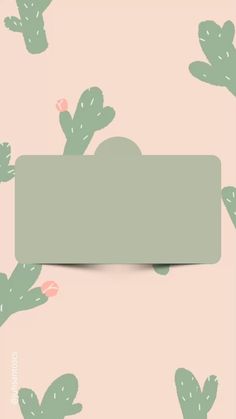 a pink and green cactus wallpaper with a sign