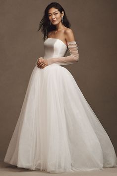 Drop Waist Gown, Tulle Wedding Gown, Strapless Corset, Classic Wedding Dress, Brides Wedding Dress, Tulle Gown