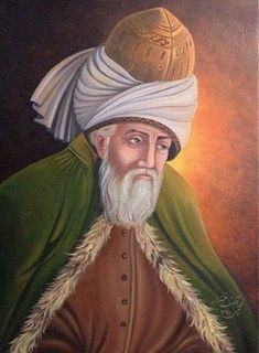 an old painting of a man with a white beard and wearing a turban