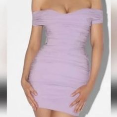 Lilac!! Brand New With Tags! Original Price Around 200$ Purple Bodycon Dress For Summer Formal, Summer Formal Purple Bodycon Dress, Purple Strapless Bodycon Dress, Purple Cocktail Bodycon Dress, Summer Cocktail Purple Bodycon Dress, Purple Off-shoulder Mini Dress, Purple Off-shoulder Mini Dress For Date Night, Purple Short Sleeve Bodycon Dress For Summer, Purple Short Sleeve Bodycon Summer Dress