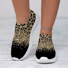 Category:Slip-Ons,Sneakers; Upper Materials:Tissage Volant; Embellishment:Rhinestone,Sparkling Glitter; Heel Type:Flat Heel; Gender:Women's; Style:Sporty,Casual,Fashion; Heel Height(inch):1-2; Outsole Materials:EVA; Occasion:Party,Daily,Outdoor; Pattern:Leopard,3D; Listing Date:12/01/2023; 2024 Trends:Glitter Crystal Sequined Jeweled,Plus Size,Flyknit Shoes,Print Shoes Leopard Print Slip On Sneakers, Flyknit Shoes, Sequin Flats, Shoes Glitter, Plus Size Party, Womens Basic Tops, Glitter Flats, Party Outdoor, Outwear Women