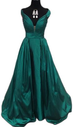 Sleeveless Green Ball Gown For Evening, Sleeveless Green Evening Ball Gown, Green Gala Gown With Lined Bodice, Green Evening Gown With Lined Bodice, Green Fitted Gown With Pleated Bodice, Fitted Green Gown With Pleated Bodice, Green Sleeveless Gown With Sweep Train, Sleeveless Green Dresses With Sweep Train, Green Sleeveless Dress With Sweep Train