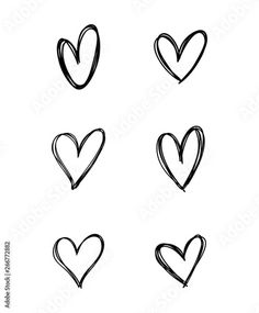 hand drawn hearts on white background