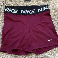 New With Tag Color: Burgundy/Black Inseam 5” C2 Dance Wear Outfits, Grey Nike Shorts, Nike Spandex, Black Nike Shorts, Gymwear Outfits, Nike Pro Spandex, Nike Pro Shorts, Womens Black Shorts, Nike Running Shorts