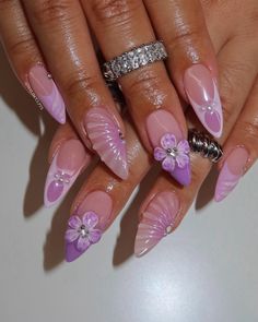 Y2k Nail Designs, Vacation Manicure, Lilac Nails Design, Tropical Nail Designs, Y2k Nail, Dream Instagram, Lilac Nails, Tropical Nails, Spring Acrylic Nails