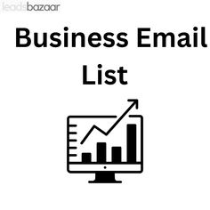 the business email list is shown in black and white, with an arrow pointing up