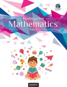 the book cover for kindergartn's maths, part 1 with an illustration of a boy reading a book