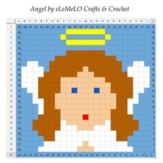 Angel face C2c Squares, Christmas Cross Stitch Patterns Free, Christmas Afghan, Christmas Jewelry Diy, Modele Pixel Art, Cross Stitch Angels, Plastic Canvas Ornaments, Xmas Cross Stitch, Winter Cross Stitch