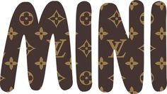 the word louis vuitton is made up of brown and white letters with gold designs