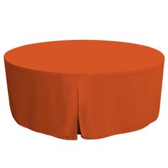 an orange round table cover with pleated edges