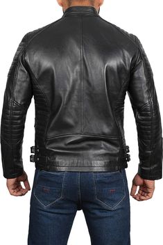 Looking for a stylish and high-quality Mens Black Leather Moto Jacket? Look no further than our top-of-the-line jacket, made from 100% Genuine First Quality Nappa Sheepskin Leather. This jacket features a diamond pattern quilted texture on the arms, shoulders, and elbows, giving it a unique and fashionable look. Not only does this jacket look great, but it's made from smooth, soft leather of magnificent quality. The jacket is completely lined using polyester for added comfort, it features a full Quilted Biker Leather Jacket For Winter, Black Quilted Biker Outerwear, Black Quilted Leather Jacket For Winter, Fitted Quilted Biker Outerwear, Quilted Leather Biker Jacket, Quilted Biker Leather Jacket, Winter Quilted Leather Biker Jacket, Black Quilted Biker Leather Jacket, Fitted Quilted Biker Jacket With Long Sleeves