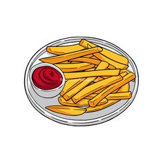 french fries with ketchup on a plate