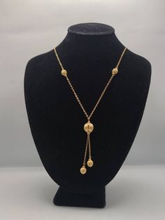 Vintage 14k Yellow Gold Filigree Beaded Y Station Necklace Item w#2642 Clean and in good condition  Marked 14k 16.75 inches long 2.8 grams Welcome to Westgate Jewels! At Westgate Jewels, we specialize in vintage estate jewelry, vintage designer jewelry, Vintage Native American jewelry and wears, Collectables, and Vintage fine karat gold and sterling silver jewelry. Our Collection Our shop features items in estate, antique, and vintage condition (unless otherwise noted). These pieces are pre-love Yellow Gold Beaded Necklace With Polished Beads, Yellow Gold Necklaces With Dangling Beads Gift, Elegant Yellow Gold Necklaces With Dangling Beads, Yellow Gold Necklaces With Dangling Beads, Yellow Gold Necklace With Dangling Beads For Gift, Elegant Gold Necklaces With Dangling Beads, Yellow Gold Necklace With Dangling Beads As Gift, Elegant Gold Necklace With Dangling Beads, Yellow Gold Necklace With Dangling Beads