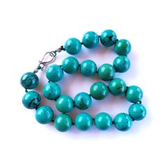 Vintage 1900's Chinese Genuine Huge 18mm Diameter Natural Turquoise Beaded Necklace Sterling Clasp - Etsy Turquoise Beaded Necklace, Turquoise Bead Necklaces, Chinese Antiques, Beaded Necklaces, Natural Turquoise, Turquoise Beads, Last Minute Gifts, Antique Vintage, Jade