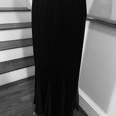 Elegant And Classy. Black Velvet And Sheer Skirt. Nwt Formal Fitted Full Skirt, Formal Fitted Full Skirt Bottoms, Full Length Black Lined Skirt, Full-length Black Lined Skirt, Black Formal Tiered Skirt, Formal Stretch Full Skirt, Formal Black Tiered Skirt, Stretch Pleated Skirt For Evening, Evening Fitted Tiered Skirt