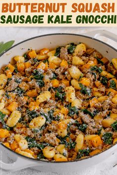 this butternut squash sausage kale gnocchini is an easy and delicious side dish