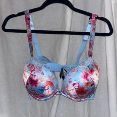 Very Sexy Push Up Bra. Adds 2 Cup Sizes. Nwt Underwire Bra Partially Lined For Spring, Partially Lined Underwire Bra For Spring, Spring Underwire Partially Lined Bra, Spring Floral Print Multicolor Bra, Summer Push-up Bra In Blue, Fitted Multicolor Bra With Floral Print, Victoria's Secret Bra With Built-in Support For Spring, Victoria's Secret Spring Push-up Bra, Spring Push-up Bra With Padded Cups