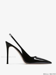 Bella Milton - Womens Pointed Toe Slingback Stiletto Heel Dress Shoes in Black Fall Winter Shoes, Sky High, Winter Shoes, Dress And Heels, Stiletto Heel, Types Of Shoes, Stiletto Heels, Heel Height, Dress Shoes