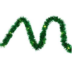 the letter n is made out of green tinsel and lit up with christmas lights