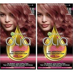 Garnier Hair Color Olia Ammonia-Free Brilliant Color Oil-Rich Permanent Hair Dye, 7.20 Dark Rose Quartz, 2 Count (Packaging May Vary) Size: 2.75 x 7 x 6.5 inches; 0.03 Ounces.  Color: Pink. Olia Hair Color, Gold Hair Dye, Rose Gold Hair Dye, Garnier Hair Color, Ammonia Free Hair Color, Garnier Olia, Bold Hair Color, Hair Color Cream, Hair Care Brands