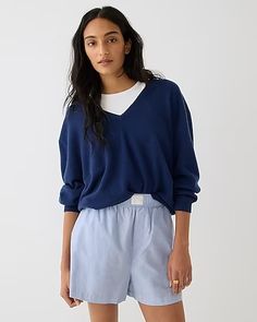 J.Crew: End-on-end Cotton Boxer Short For Women Woman Boxers Outfit, Women’s Boxer Shorts Outfits, Boxer Short Outfits, Boxer Shorts For Women Outfit, Boxers Outfit, Boxer Pajamas, Boxer Shorts Outfit, Boxer Shorts For Women, Womens Boxer Shorts