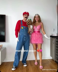 a man and woman dressed up in costumes