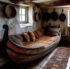 a couch made out of an old boat