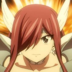 an anime character with red hair and angel wings