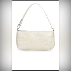 Nwt By Far Rachel Cream Handbag So Cute Perfect To Wear With Anything. Very Popular Bag Among Celebrities Like Bella Hadid. Cream Rectangular Baguette Bag, White Baguette Bag With Top Carry Handle For Travel, White Rectangular Baguette Bag For Errands, White Handheld Baguette Bag For Travel, Baguette Clutch Bag With Removable Pouch For Errands, White Handheld Baguette Bag With Detachable Strap, White Double Handle Baguette Bag For Errands, Elegant Baguette Bag With Adjustable Strap For Errands, Cream Top Handle Baguette Bag