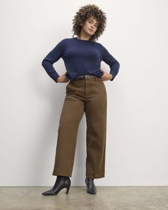 The Utility Wide-Leg Pant Cocoa – Everlane Cotton Wide Leg Pants For Fall, Fall Wide Leg Pants With Patch Pockets, Relaxed Fit Wide Leg Fall Chinos, Fall Wide-leg Relaxed Fit Chinos, Fall Wide Leg Relaxed Fit Chinos, Cotton Wide Leg Pants For Workwear In Fall, Fall Wide Leg Cotton Chinos, Fall Cropped Wide Leg Work Pants, Fall Cotton High-waisted Wide Leg Pants