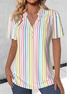 Color:Multi Color;Size:XL;Package Contents:1 X Blouse;Occasion:Other;Style:Casual; Elegant Dresses Plus Size, Picture Jokes, Beach Bridesmaid Dresses, Swimwear Suits, Trendy Tops For Women, Plaid Outfits, Funny Picture, Black Swimwear, Striped Short