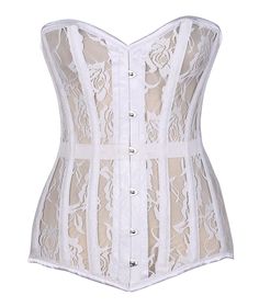 Get a sophisticated look with this lavish white sheer lace overbust corset. perfect for any special occasion, this corset is specifically designed for women with a fantasy style. enjoy a glamorous look with this luxurious piece. Over Bust Corset, Plus Size Corset, Overbust Corset, White Corset, Lingerie Costume, Corsets And Bustiers, Flare Mini Dress, Lace Corset, Rave Wear