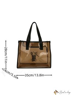 BirdinBag - Transparent PVC Shoulder Bag: Holiday Traveling with Bunny Pattern Bunny Pattern, Polyvinyl Chloride, Color Champagne, Word Wrap, Bag Bag, Holiday Travel, Bucket Bag, Champagne, Bag Lady