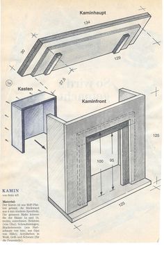 the diagram shows how to build a fireplace with an opening for it's mantle