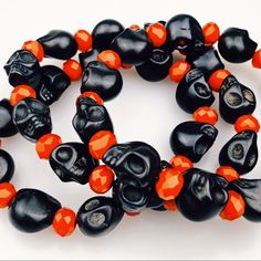 Black Skulls Are Separated By Red Faceted Glass Spacer Beads. Strung On 1mm Black Elastic And Finished With A Bit Of Super Glue. Comes In Two Sizes. Edgy Black Bracelet For Halloween, Edgy Black Halloween Bracelet, Gothic Black Beaded Bracelets For Halloween, Black Skull Bracelets For Festival, Edgy Handmade Black Bracelets, Edgy Black Handmade Bracelets, Handmade Black Skull Bracelets, Handmade Black Skull Bracelet, The Big One