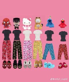 Quadruplet Costume Ideas, Matching Outfits For 6 Friends, Pjs School Outfit, Matching Outfits For 4 People, Matching Outfits For Four People, Pjs Outfits Matching, Matching Pjs For 3 Friends, Matching Halloween Pjs Friends, Matching Pjs For Best Friends