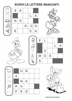 a crossword puzzle with cartoon characters and words in spanish, which include the letter d