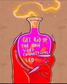 a drawing of a hand holding a bottle with the words get rid of the one sided connections leo